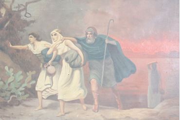 Picture of ציור שמן בד - לוט נמלט מסדום ושתי בנותיו חתום 1927.