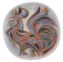 Picture of Plate with Rooster, Gopher relief, 1950s, Israel.