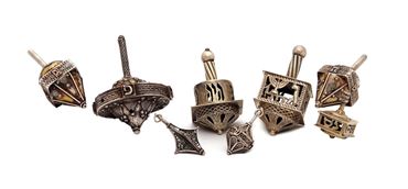 Picture of Lot of 8 silver dreidels. 20th century.