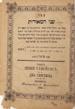 Picture of Shnei HaMeorot. Kishinev, 1896. The First Source of Rabbi Levi Yitzchak of Berdichev’s Prayer for Motzei Shabbat