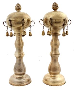 Picture of Pair of large, handsome finials made of silver. Hungary, 19th century.