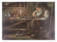 Picture of Oil painting on canvas, “The Shoemaker,” signed by the artist Johnathan Menaker.