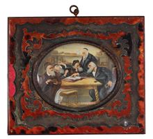 Picture of Miniature artwork of “a Talmudic debate.” Europe, end of the 19th century.