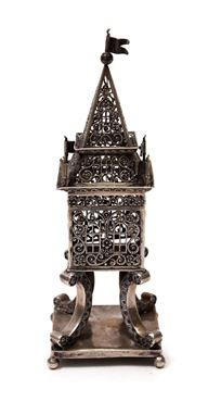 Picture of Stamped silver besamim tower. France, 19/20th century.