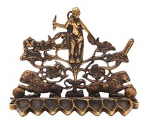 Picture of Brass channukiyah. Seems to be from Italy. End of the 19th century.