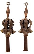 Picture of Pair of silver finials for a sefer torah. Israel, 20th century. Stamped.