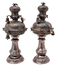 Picture of Pair of silver finials for a sefer torah. Vienna style. 20th century.