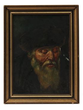 Picture of A portrait painting of the Divrei Chaim of Sanz – oil on wood, 19th century, unidentified artist 